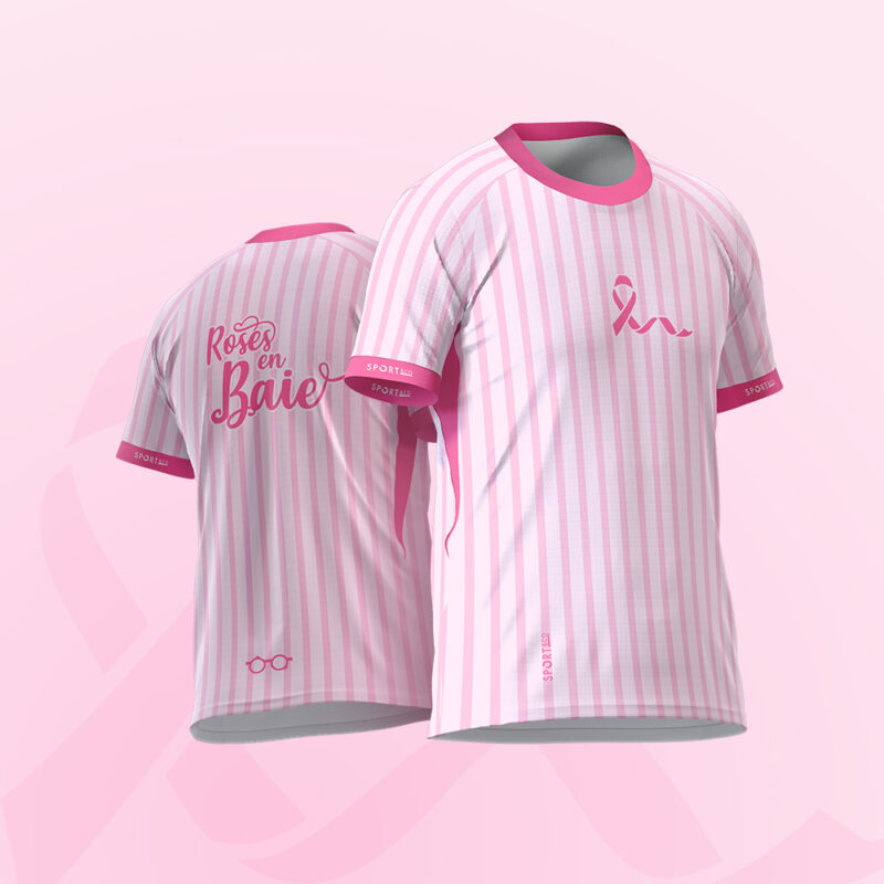 Maillot technique rose, face et dos
